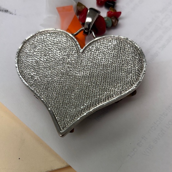 Colorful Gemstone Heart Necklace - NWOT - Picture 4 of 8